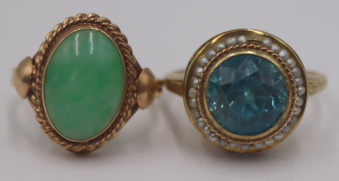 JEWELRY. (2) Vintage 14kt Gold Rings Inc. Jade. (1 of 12)