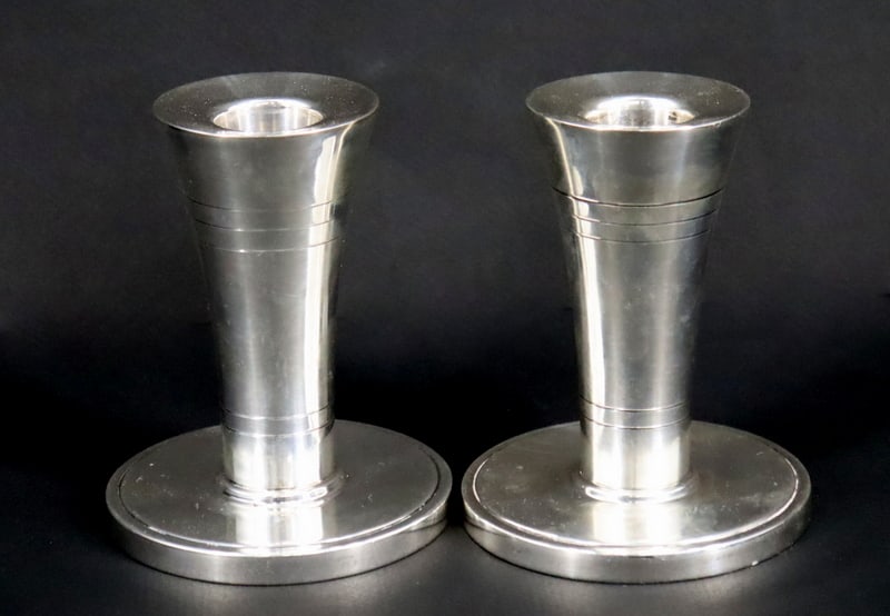STERLING. Pr. Georg Jensen Sterling Candlesticks. (1 of 5)