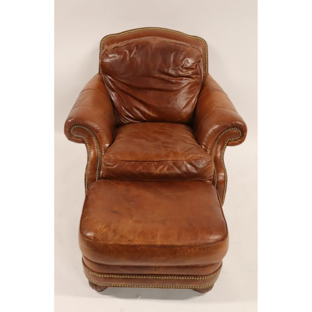 Bradington Young Leather Club Chair & Ottoman (1 of 5)