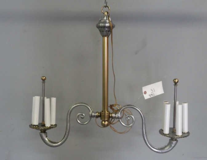 Billiard Fixture with 2 Arms and 10 Lights.: From a Manhattan lighting business now closed. Dimensions: 28" wide x 23" high. Condition: in as found condition.