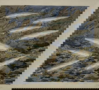 NEIL G. WELLIVER (AMERICAN, 1929-2005).: 'Smelts' Hand colored etching on paper. Signed lower right in pencil. 'AP' lower left in pencil. Welliver was a well known Maine artist known for his depictions of wildlife and outdoor scenes. From a