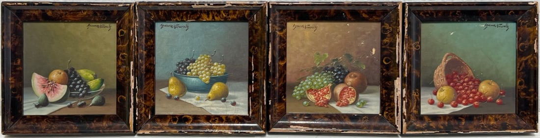 FRANZ NOWAK (AUSTRIAN, 1885-1973).: Still Life of Grapes and Pomegranates: Also 3 Companion Still Life. Oil on board. Signed upper left or right. Provenance: Christie's NY, The Doris Duke Collection, Session V, June 5, 2004, (Lot 1145, 