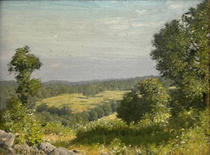 FRANK VINCENT DUMOND (AMERICAN, 1865-1951).: 'Old Lyme'. Oil on board. Signed lower left. With Estate stamps to verso. From a Norwalk, CT estate. - Dimensions: 12" h x 16" w.