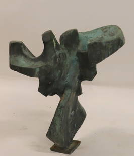 JAMES KNOWLES (20th Century American).: Abstract bronze sculpture of an Eagle. Large, signed and with a nice patina from being exhibited outside. From a Greenwich, CT estate. - Dimensions: 21" h x 21" w,