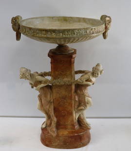 Large Antique Tazza / Bird Bath: From an Albertson, Long Island, NY estate. - Dimensions: 25" h x 18" w.