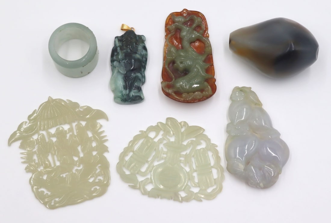 Collection of (7) Chinese Jade Carvings. (1 of 12)