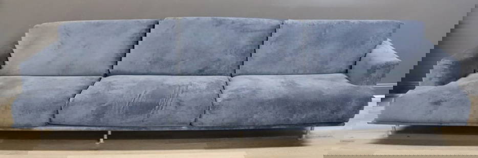CASSINA. Upholstered Sofa On Enameled Iron Frame.: Good large size and very comfy. Signed on the fabric. From a Larchmont, NY home collection. - Dimensions: 30" h x 126" w x 38" d.