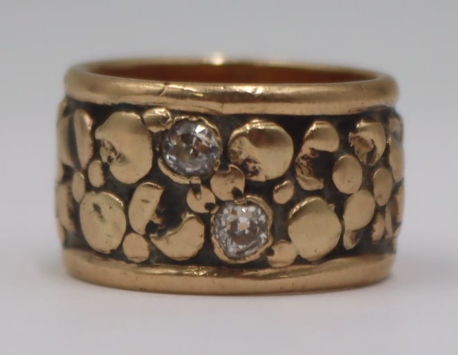 JEWELRY. 14kt Gold and Diamond Wide Band Ring. (1 of 5)