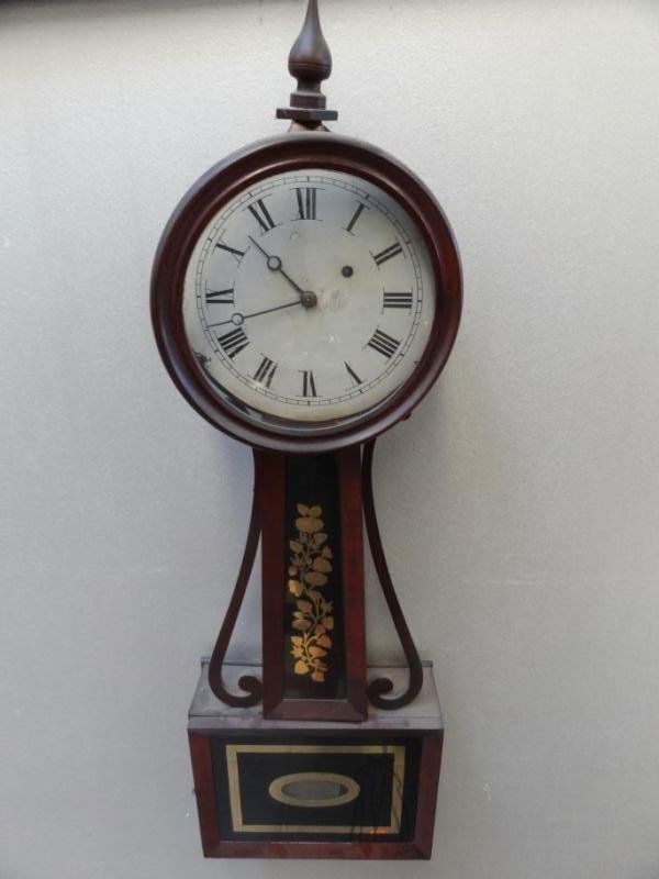 Antique Banjo Clock Case Signed D.L.W: A vintage clock. From a Larchmont, NY estate. Dimensions: 10" wide x 3.5" deep x 32.25" high.Case siugned D.L.W , David l Williams Rhode Island