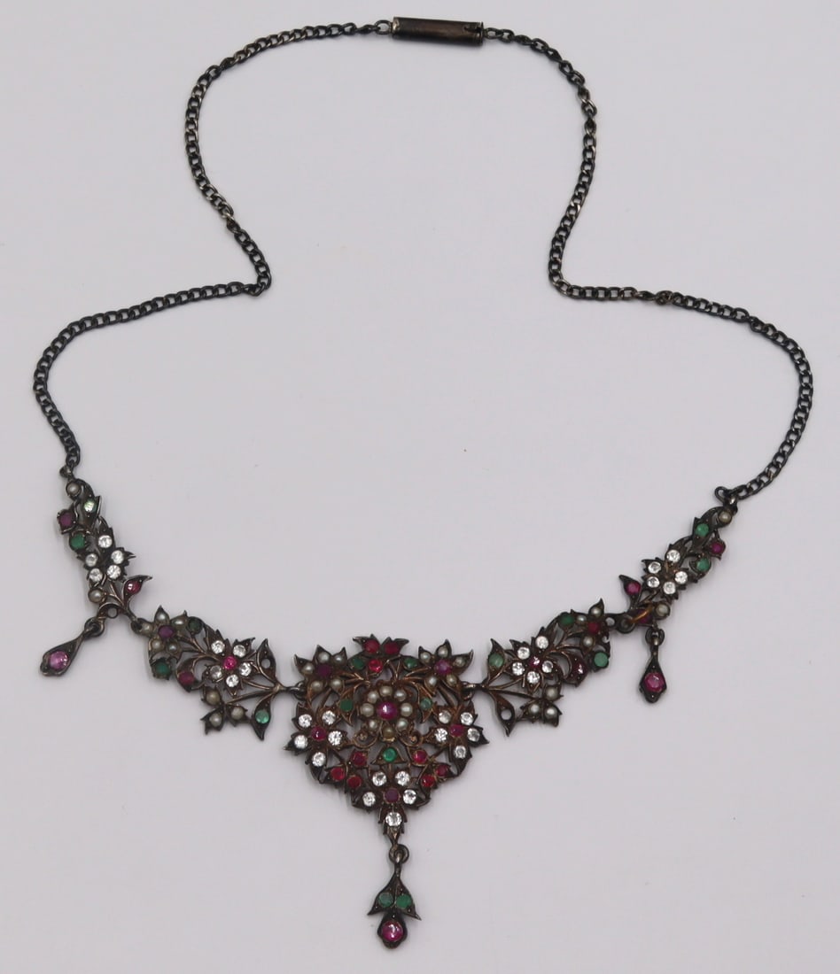 JEWELRY. Antique Continental Silver, Ruby, Emerald (1 of 8)