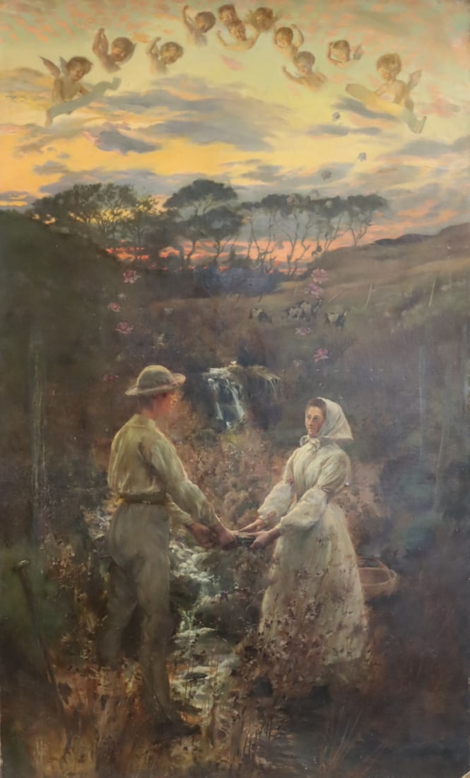 FRAZER. Signed Oil On Canvas.: "Thev Bethrodel". Oil on canvas. Scottish ?. Signed lr rt. From a Larchmont NY storage. - Dimensions: 84" x 51"