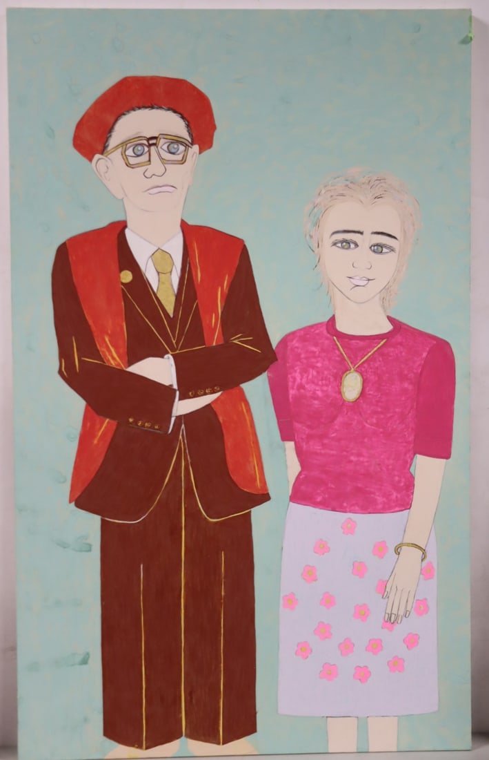 TOMIKO KATO Oil On Rice Paper On Board.: Oil on rice paper on boards. Large. From a Bronx NY storage. - Dimensions: 57" x 35"