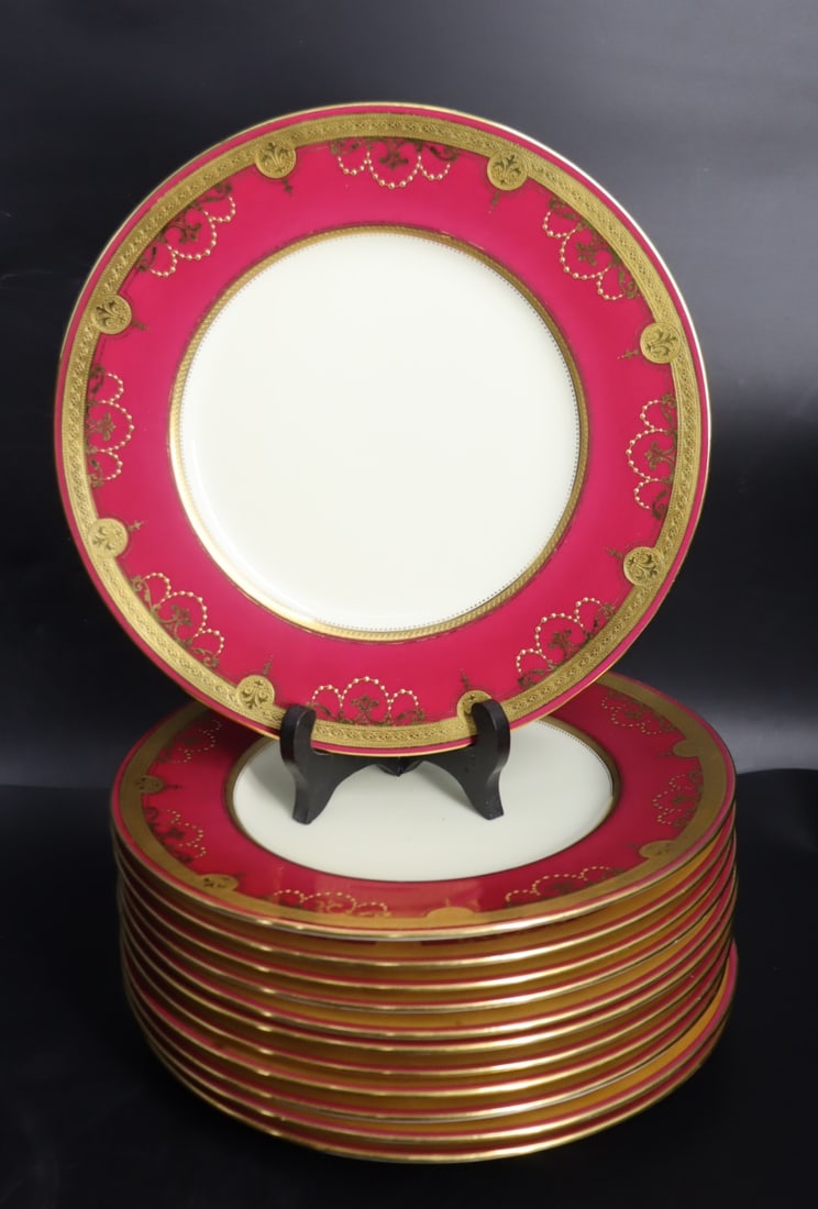 12 Tiffany & Co Red & Gold Porcelain Plates (1 of 3)