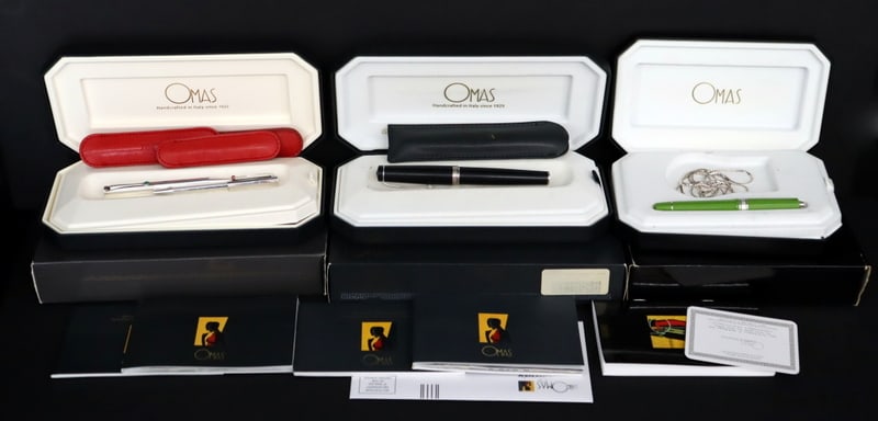 (4) Omas Fountain, Ballpoint, and Sterling Pens. (1 of 9)