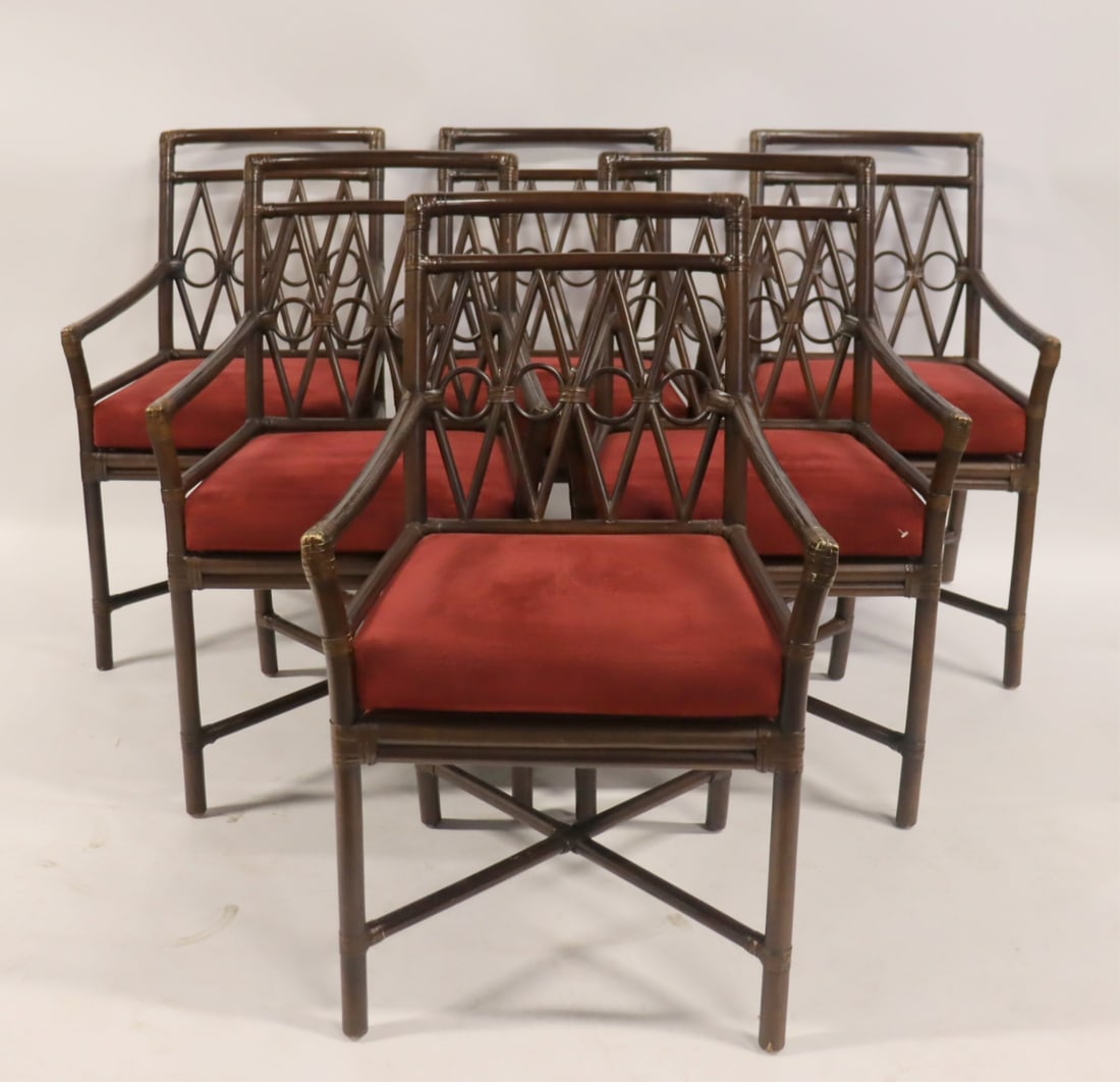6 Maguire Bamboo Form Chairs.: From a Stamford CT estate. - Dimensions: 36" x 23" x 34"