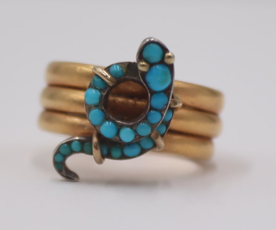 JEWELRY. English 22ct Gold and Snake Pendant (1 of 6)