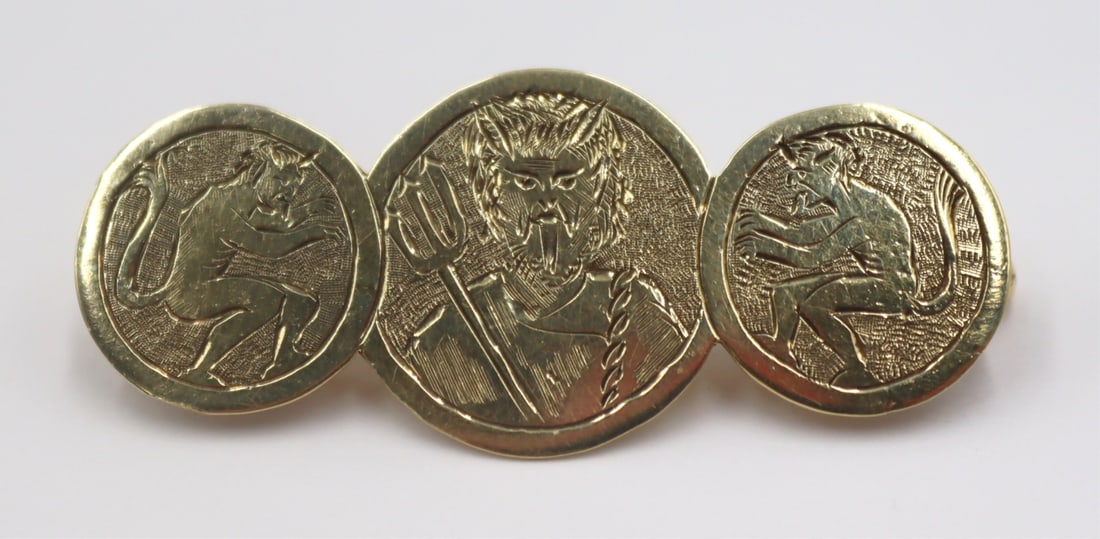 JEWELRY. Continental 14kt Gold Devil Barrette. (1 of 7)