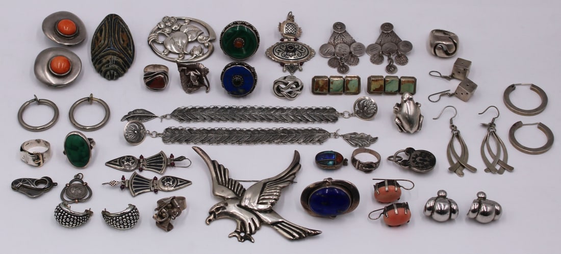 JEWELRY. Grouping of Silver Jewelry - (9) brooches (1 of 12)