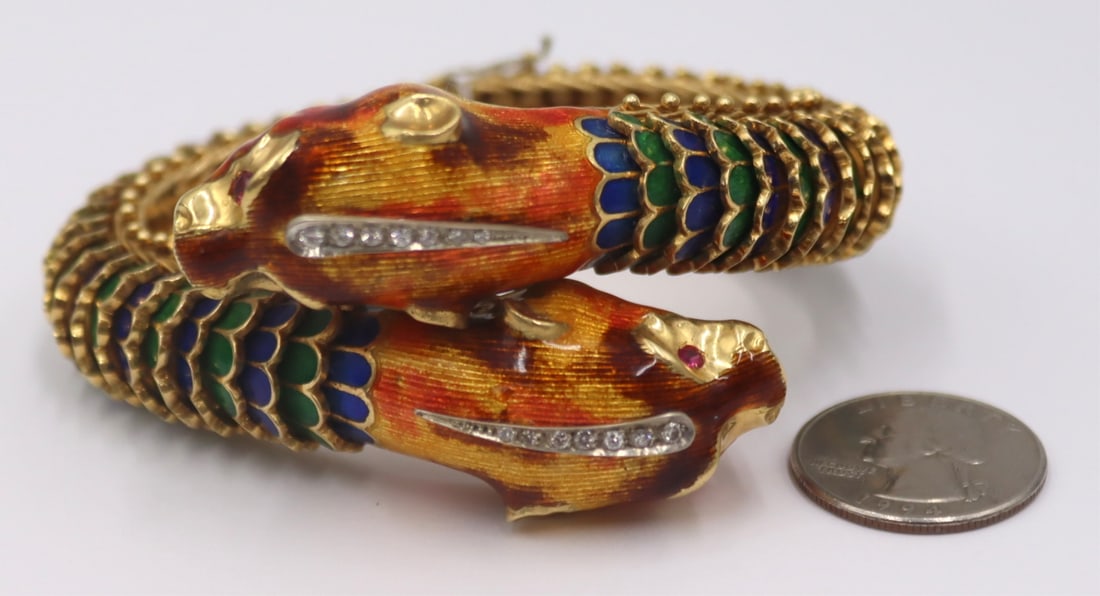 JEWELRY. Italian 18kt Gold, Enamel, Diamond and (1 of 13)