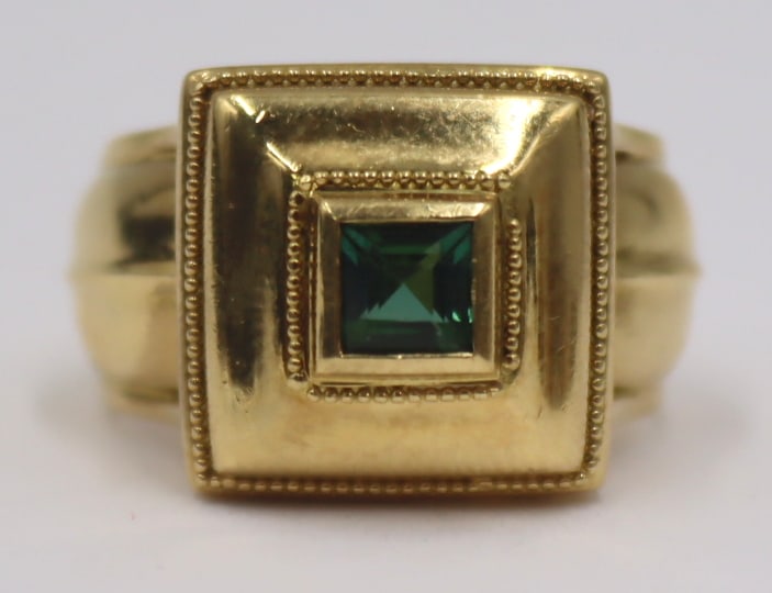 JEWELRY. Signed KW 18kt Gold and Gem Ring. (1 of 9)