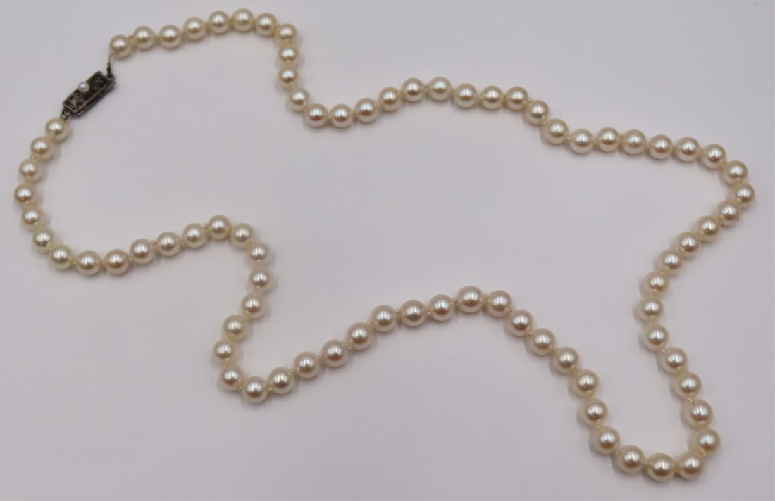 JEWELRY. Mikimoto Single Strand Pearl Necklace. (1 of 6)