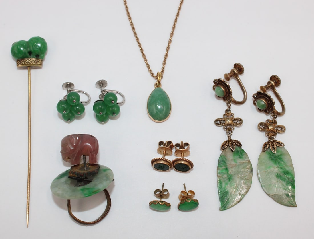 JEWELRY. Grouping of (11) Jade Objects. (1 of 20)