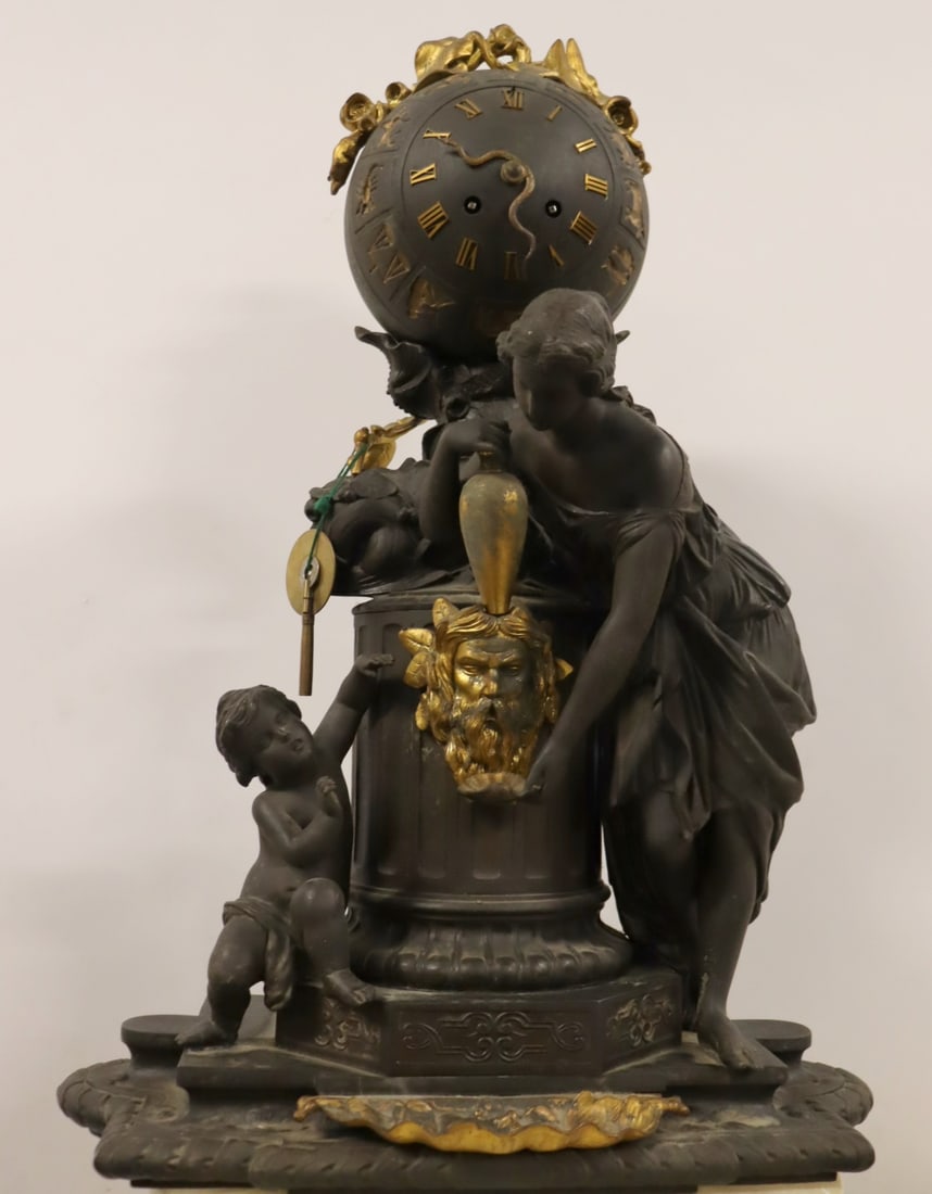 Large Gilt & Patinated Metal  Ball Form Clock (1 of 13)