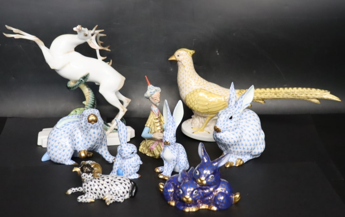 Lot Of 9 Assorted Herend Porcelain Figures. (1 of 9)