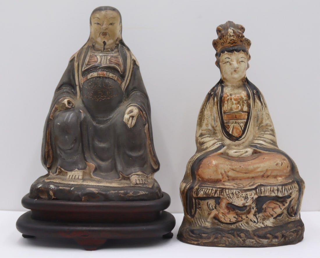 (2) Chinese Glazed Seated Figures of Deities. (1 of 16)