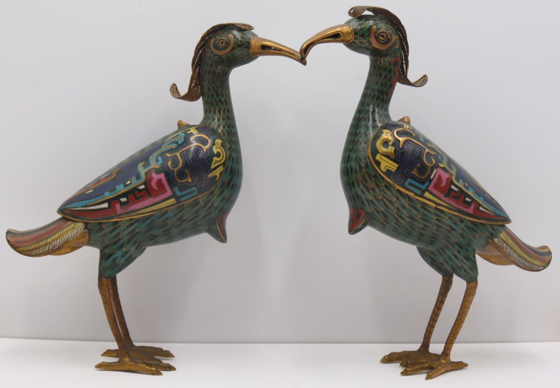Pair of Chinese Cloisonne Bird Form Incense (1 of 16)