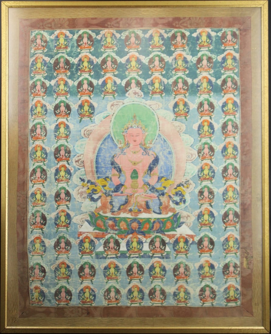Large Framed Tibetan Thangka of Buddha. (1 of 6)