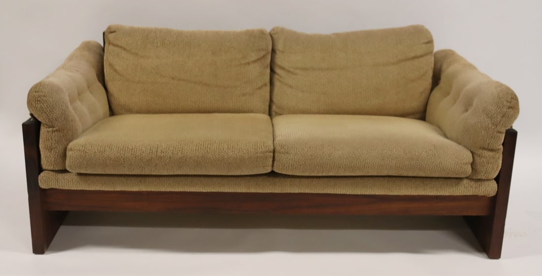 Midcentury Rosewood Upholstered Settee. (1 of 5)