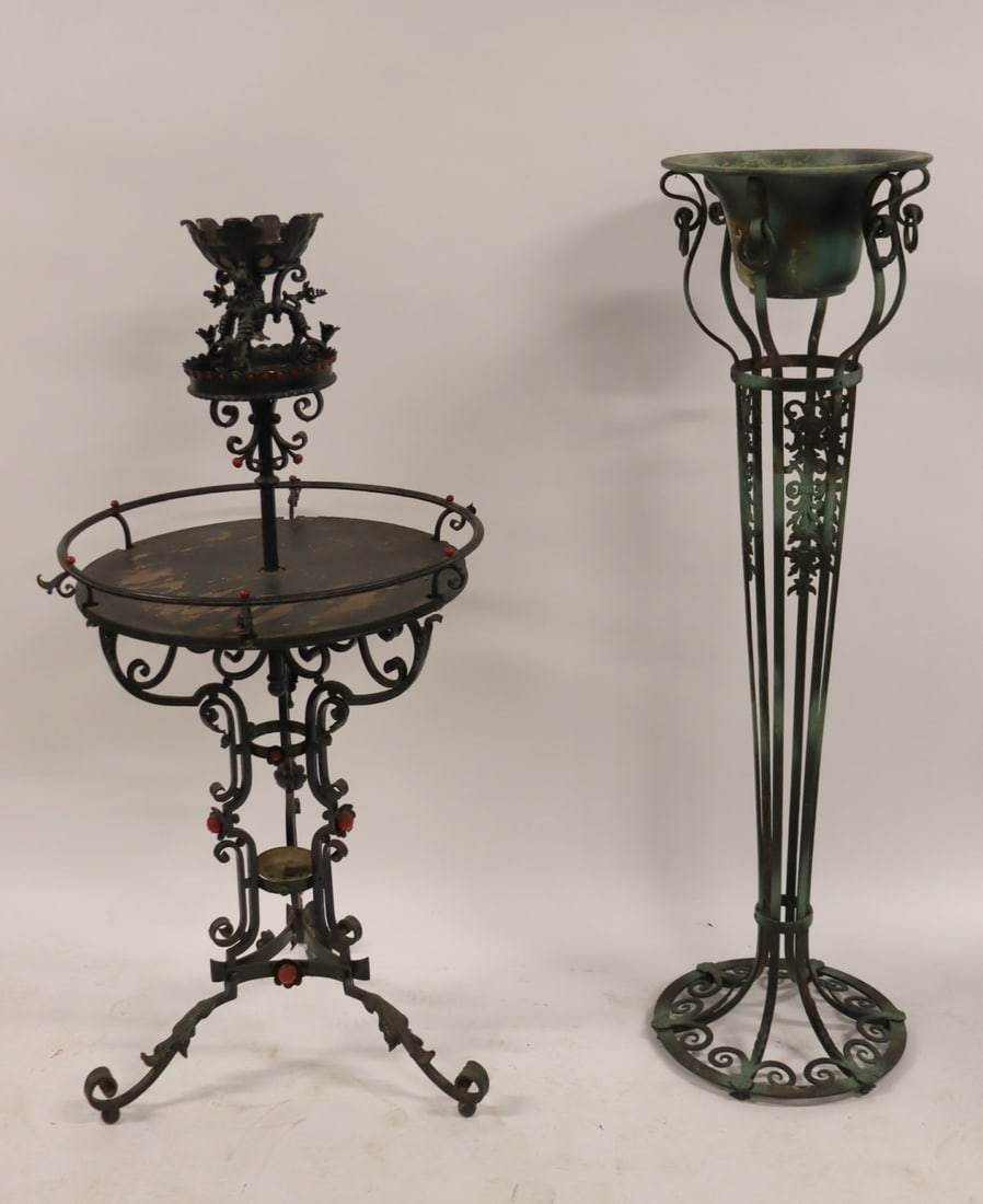 Antique Hand Wrought Iron Plant Stand Together (1 of 8)