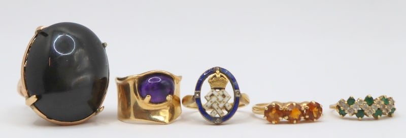 JEWELRY. (5) Assorted Gold Rings With Gems and (1 of 20)
