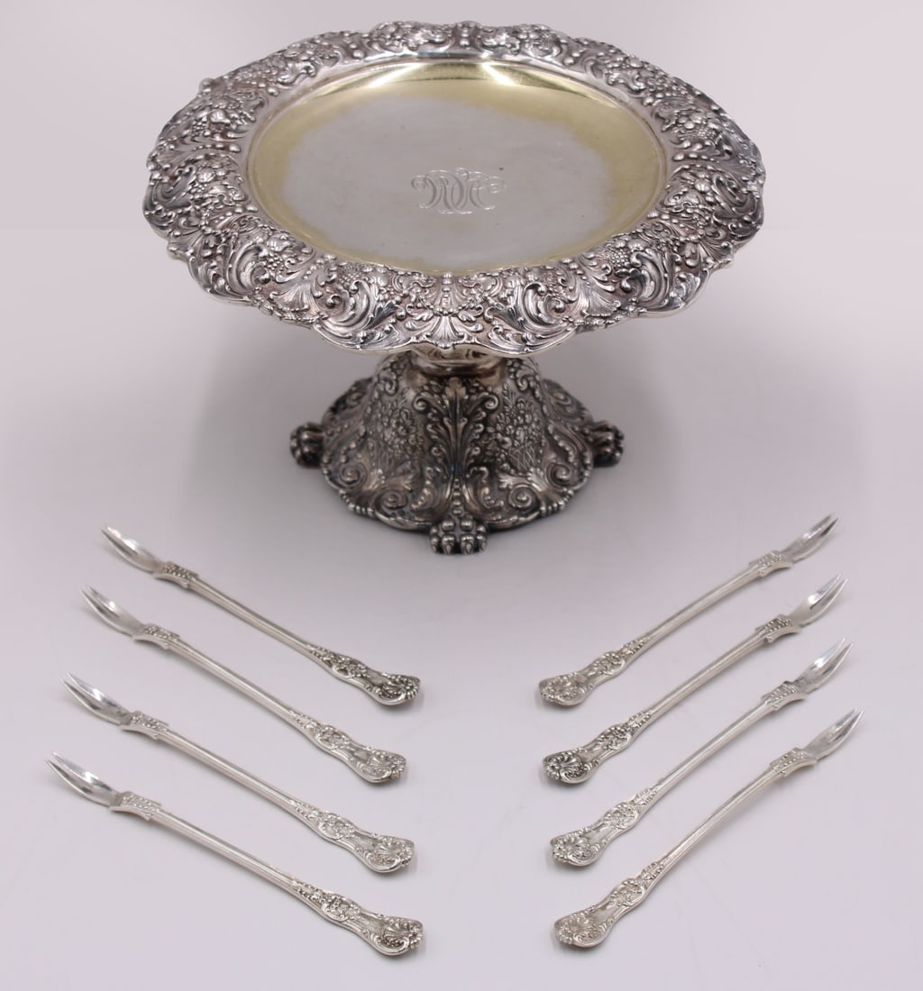 STERLING. Tiffany & Co. Repousse Sterling Tazza. (1 of 10)