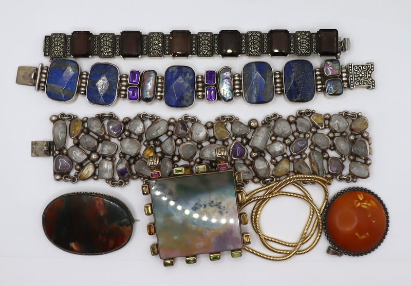 JEWELRY. Assorted Silver and Gem Jewelry Grouping. (1 of 16)