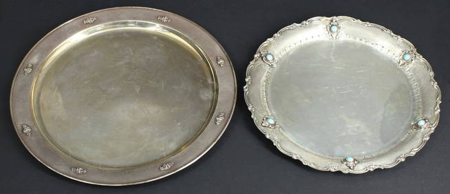 SILVER. (2) Italian .800 Silver Trays. (1 of 10)
