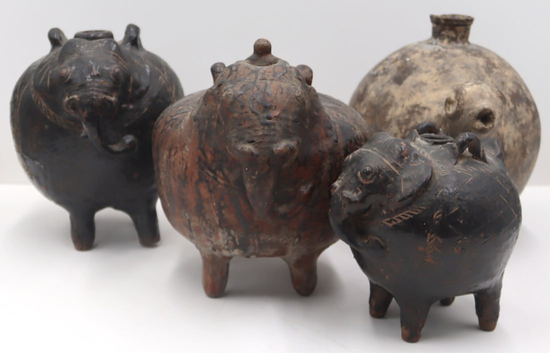 Collection of Stoneware Elephants and a Ram. (1 of 9)