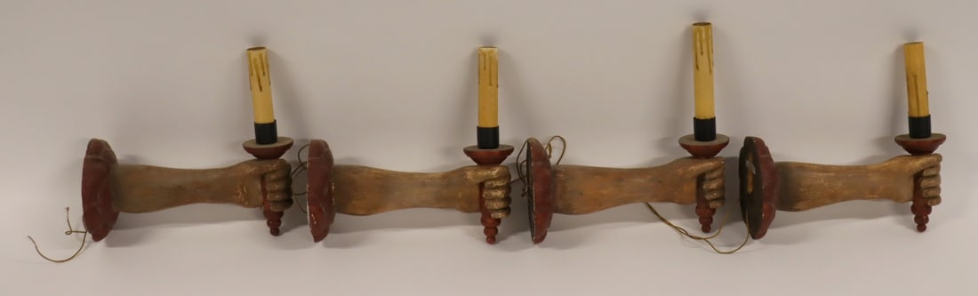 Set Of 4 Vintage Painted & Carved Wood Hand (1 of 7)