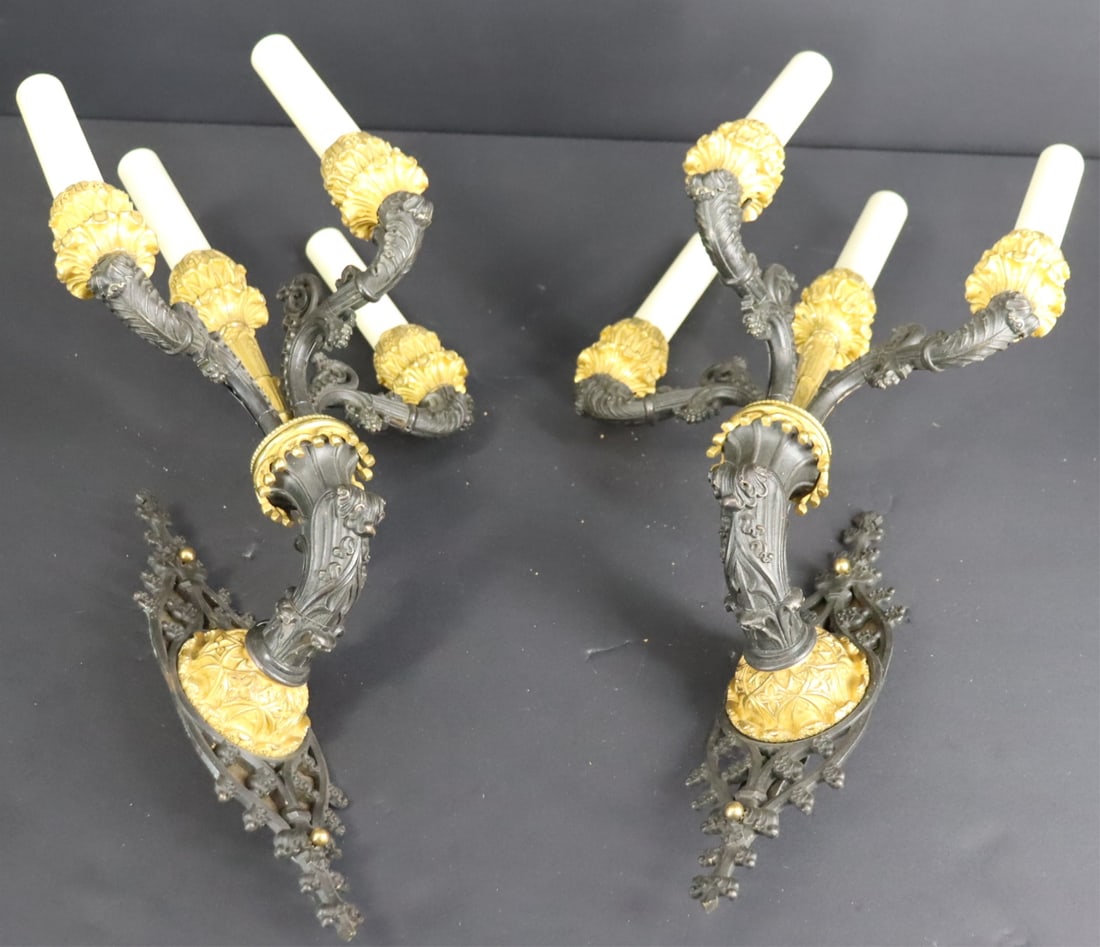 A Fine Antique Pair Of Gilt & Patinated Bronze (1 of 9)