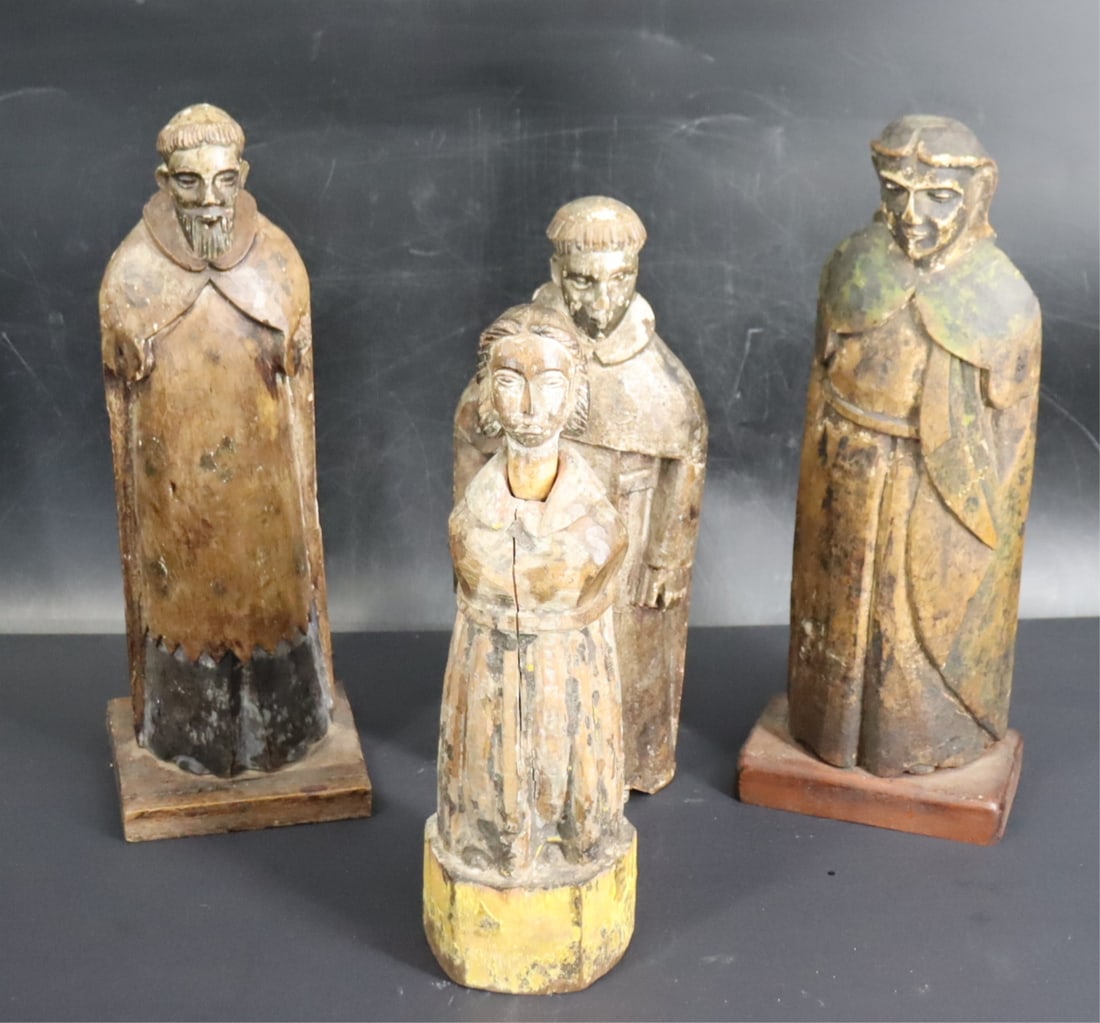 Group of Four Wooden Carved Santos Figures (1 of 6)
