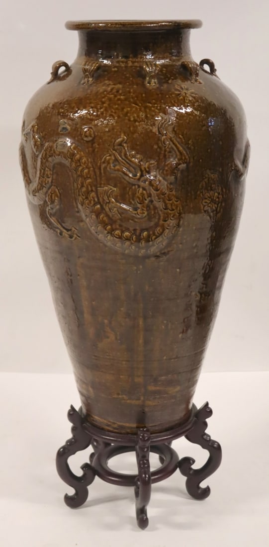 Large Chinese Martaban Brown-Glazed Jar. (1 of 9)