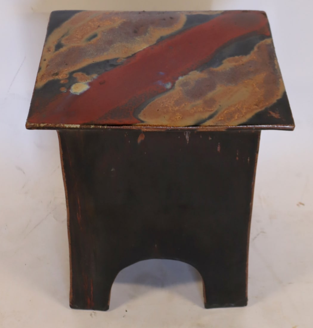 Vintage Glazed Pottery Stand. (1 of 5)