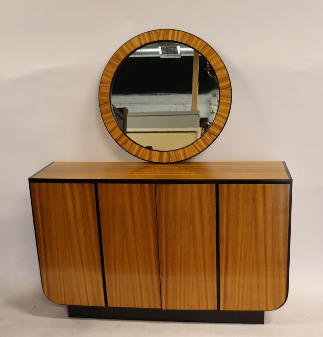 Art Deco Style Exotic Wood Cabinet & Mirror (1 of 5)