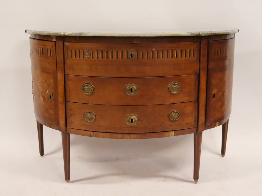 18th Century Parquetry Inlaid & Marbletop French (1 of 13)