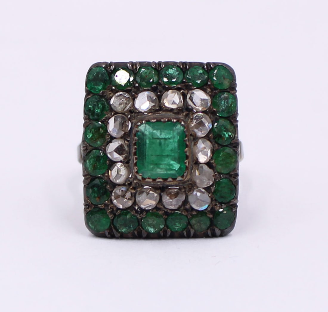 JEWELRY. Emerald and Diamond Cocktail Ring. (1 of 6)