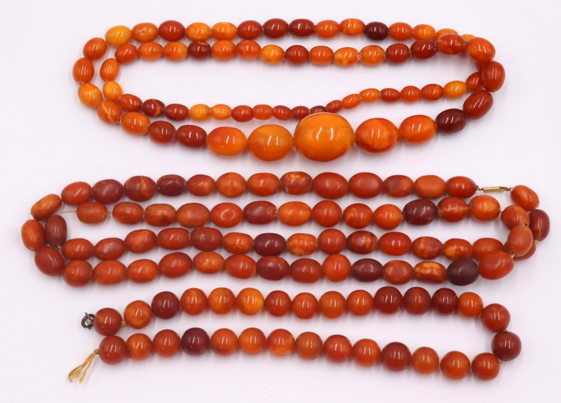 JEWELRY. (3) Amber Beaded Necklaces. (1 of 11)