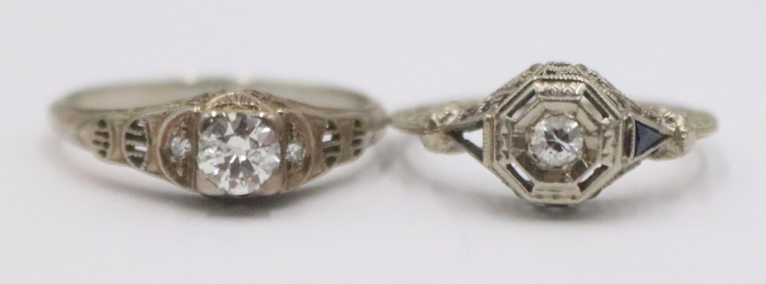 JEWELRY. (2) 18kt Gold and Diamond Rings. (1 of 14)