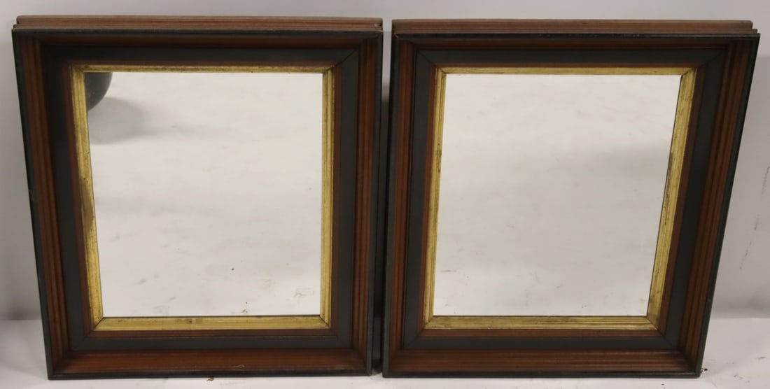 A Pair Of Antique Empire Style Mirrors.: Good size with gilt decoration. From a Larchmont home. Dimensions: 31" x 26"