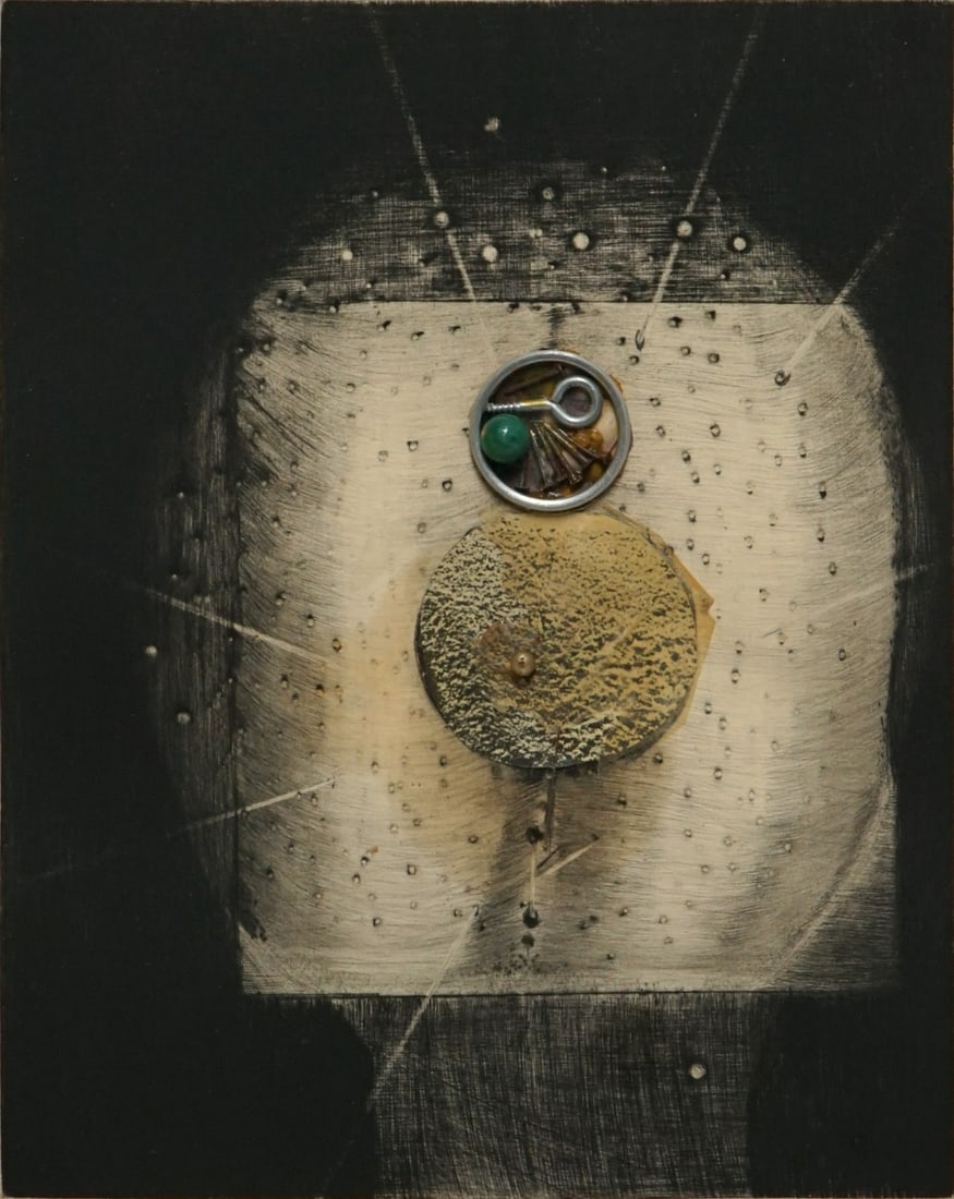 AUGUSTIN FERNANDEZ (CUBAN, 1928-2006).: 'Untitled', 1964. Mixed media. Signed and dated lower right in pencil. Property of a Nyack, NY collection. Dimensions: Sight Size: 18" h x 14" w. Frame: 20" h x 16" w.